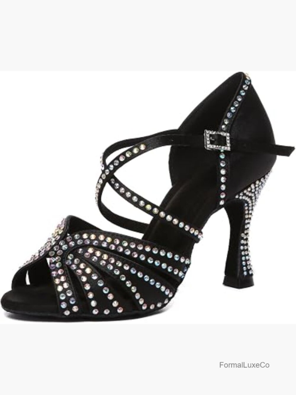 Womens Low Heel Dance Shoes Rhinestones Wedding Evening Sandals